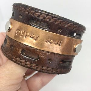 Up-cycled Leather Cuff Bracelet with Copper